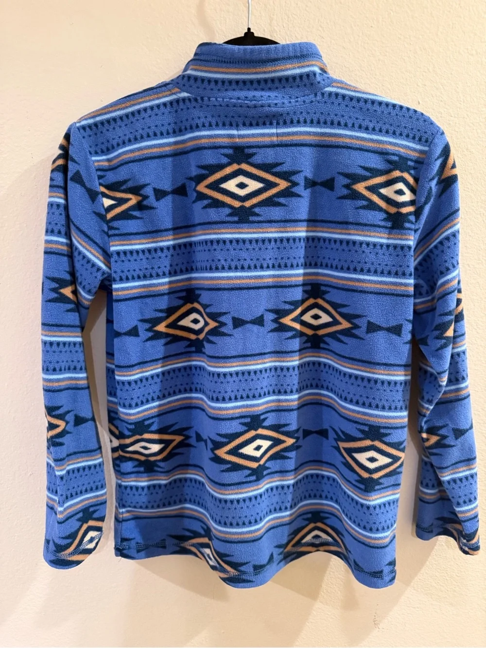 Boys Blue Aztec Geometric Fleece 1/4 Zip Mock Neck Sweatshirt Size 10/12